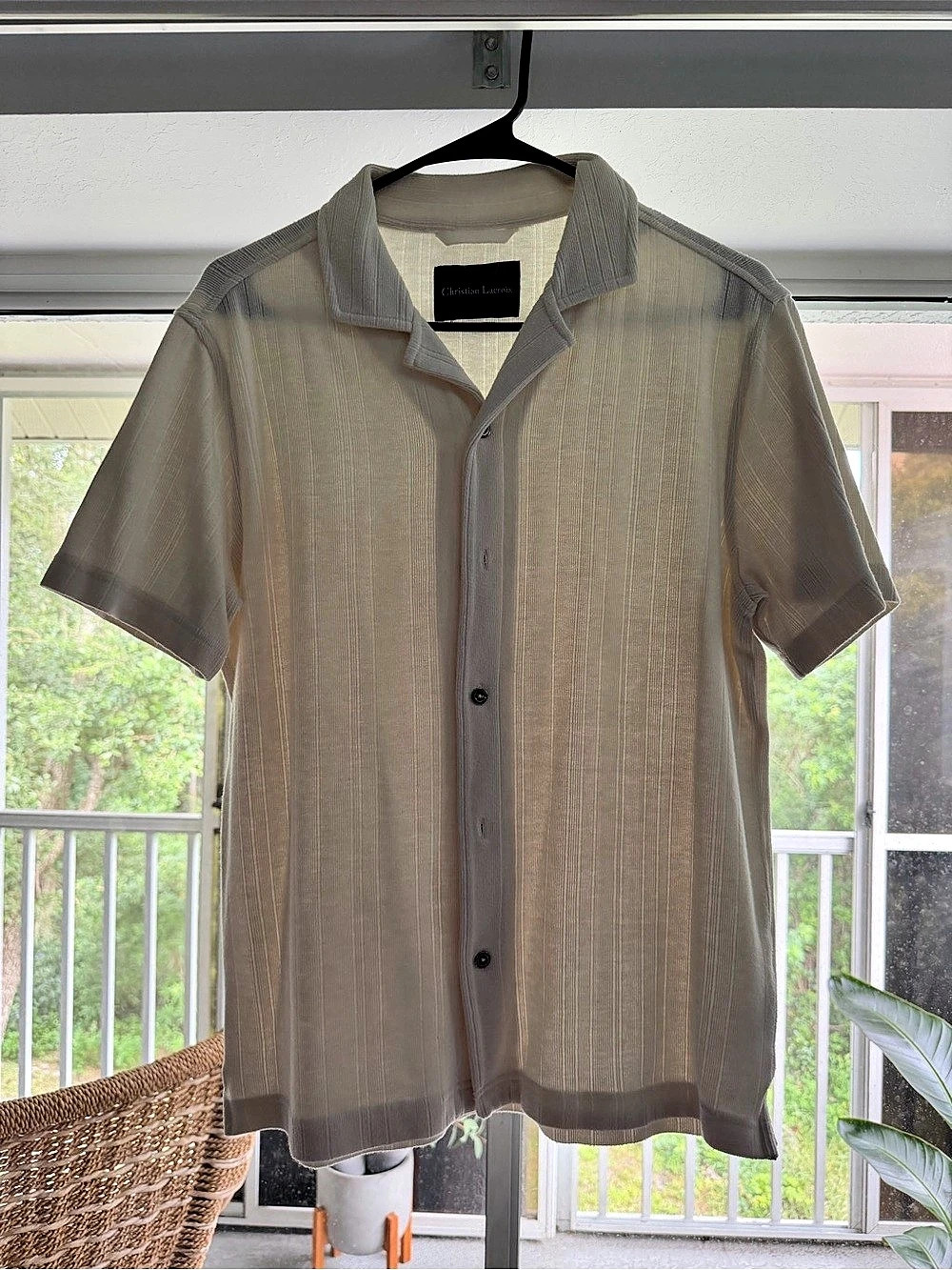 Christian Lacroix Short Sleeve Button Down in Beige Like New
